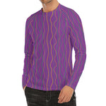Mardi Gras Dot Pattern Print Men's Long Sleeve Rash Guard