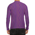 Mardi Gras Dot Pattern Print Men's Long Sleeve Rash Guard