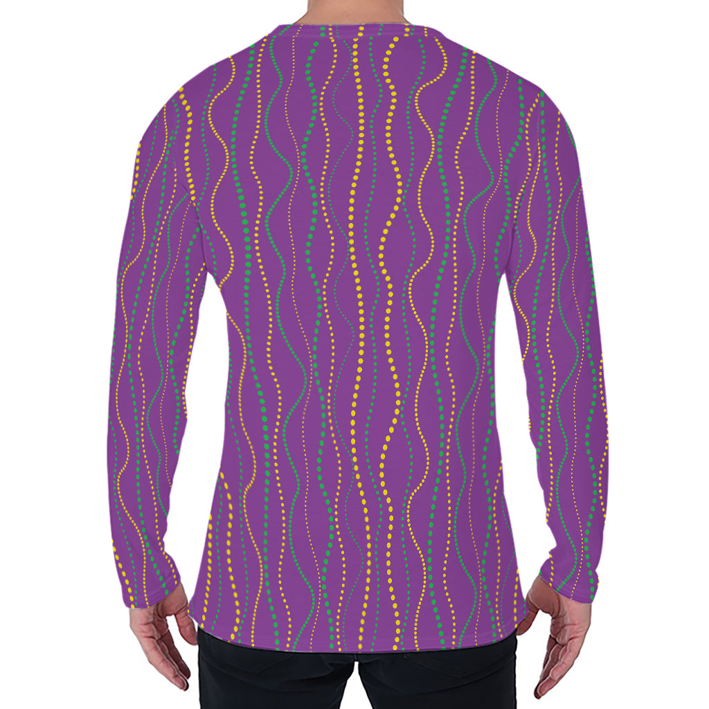 Mardi Gras Dot Pattern Print Men's Long Sleeve T-Shirt