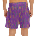 Mardi Gras Dot Pattern Print Men's Split Running Shorts