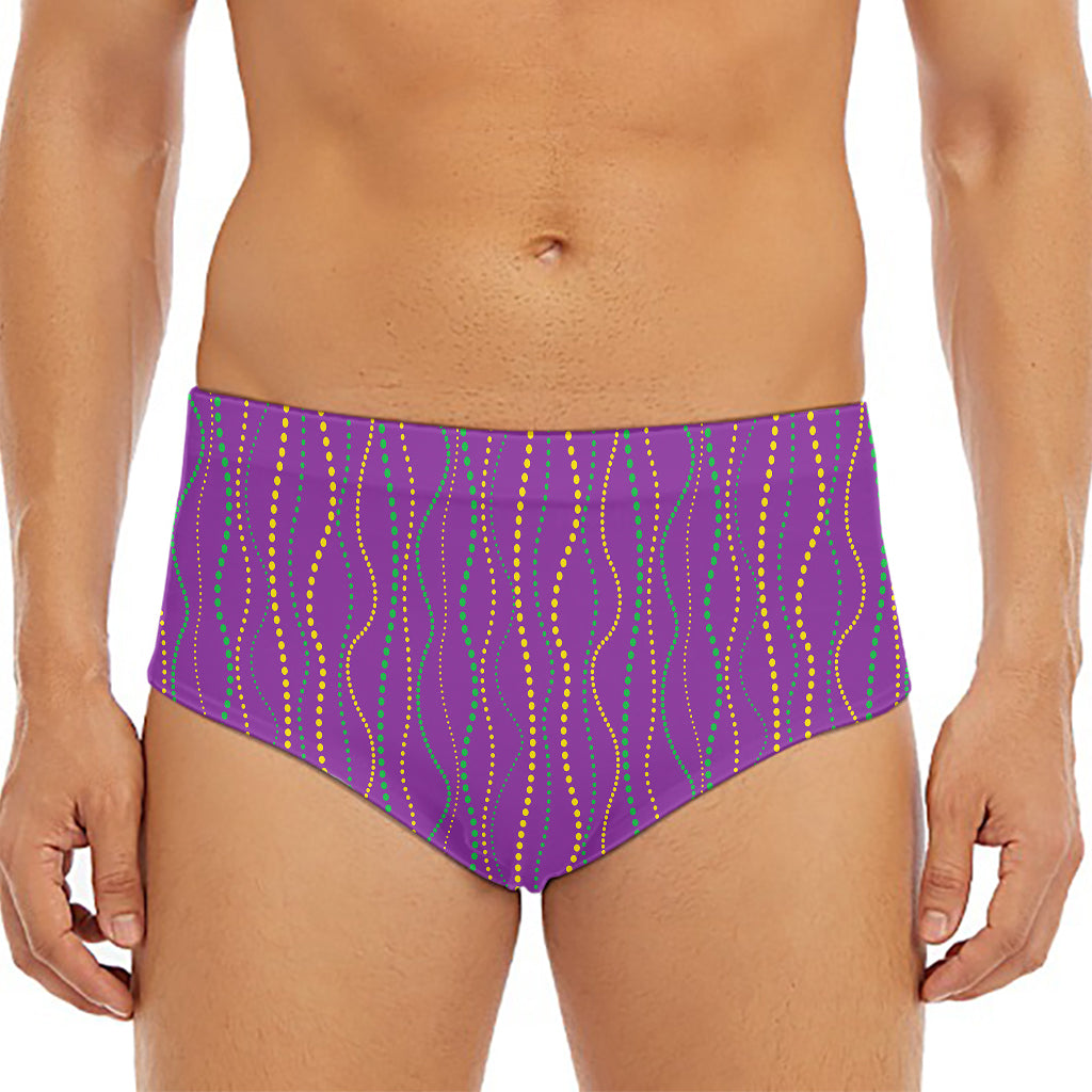 Mardi Gras Dot Pattern Print Men's Triangle Swim Briefs