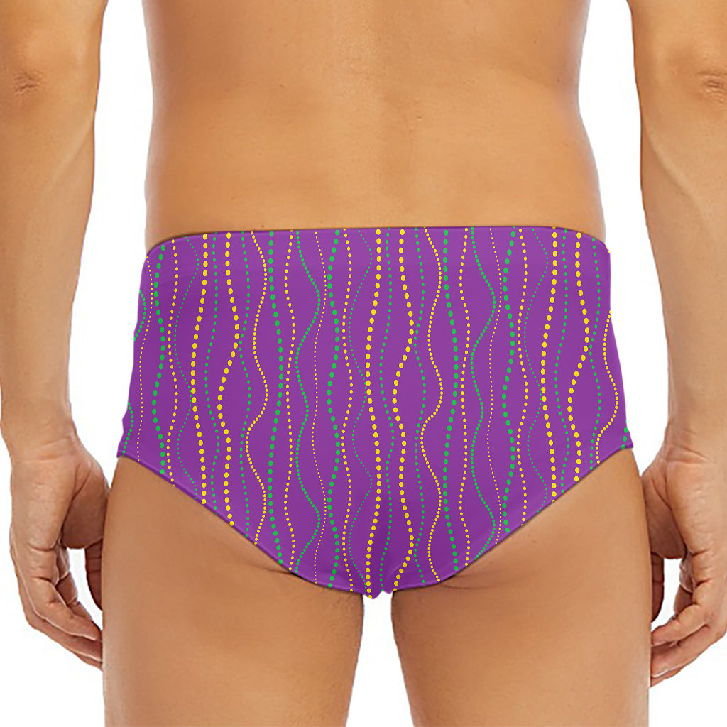 Mardi Gras Dot Pattern Print Men's Triangle Swim Briefs
