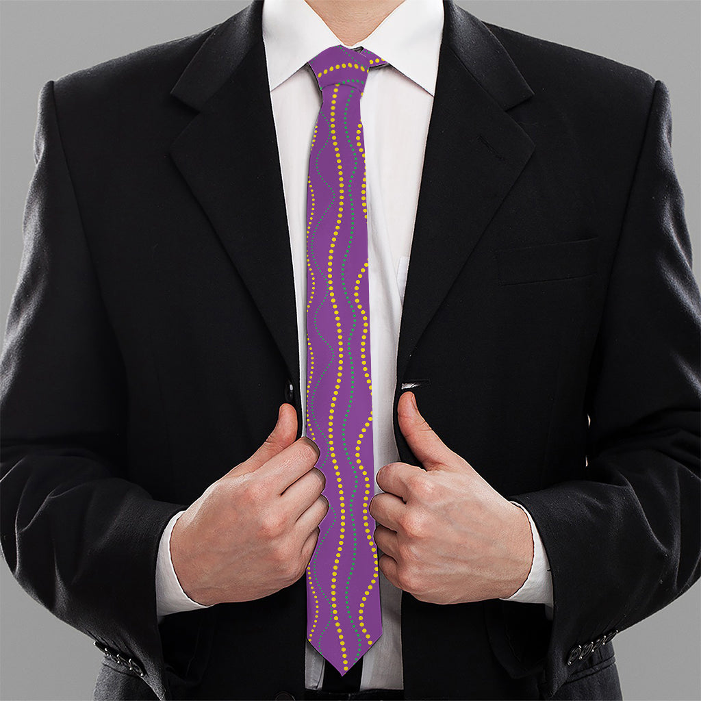 Mardi Gras Dot Pattern Print Necktie