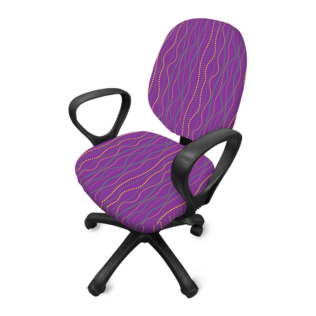 Mardi Gras Dot Pattern Print Office Chair Cover