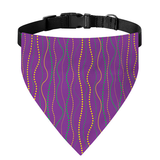 Mardi Gras Dot Pattern Print Over The Collar Dog Bandana