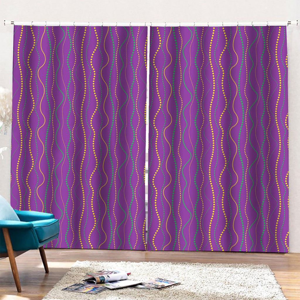 Mardi Gras Dot Pattern Print Pencil Pleat Curtains