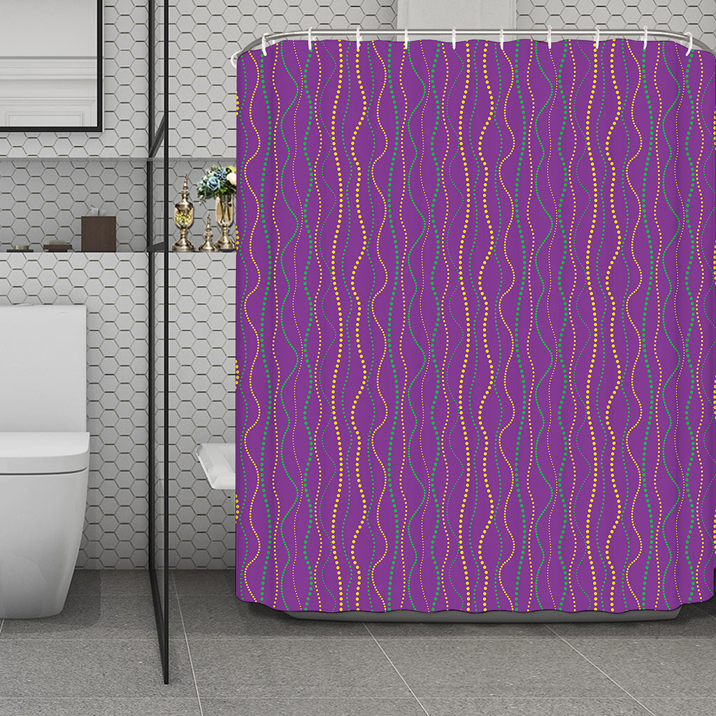 Mardi Gras Dot Pattern Print Polyester Shower Curtain