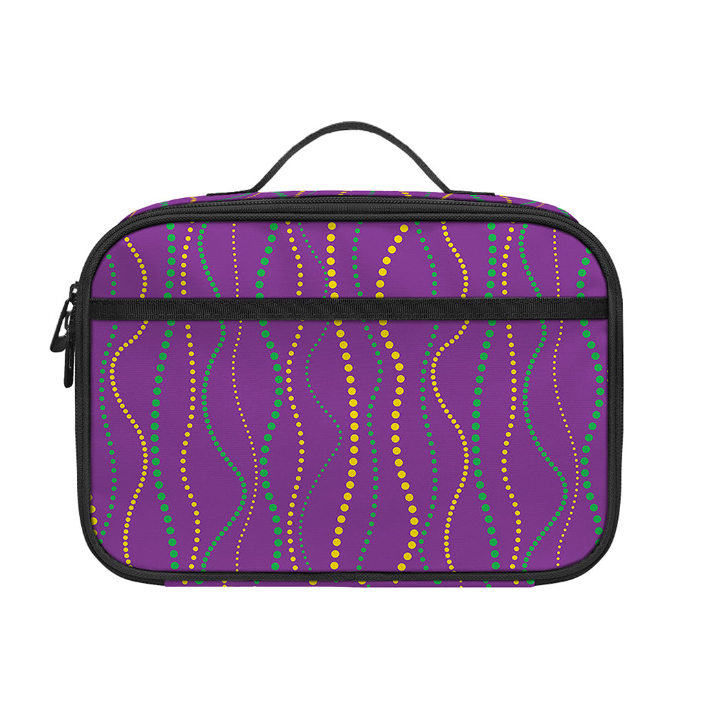 Mardi Gras Dot Pattern Print Portable Lunch Bag