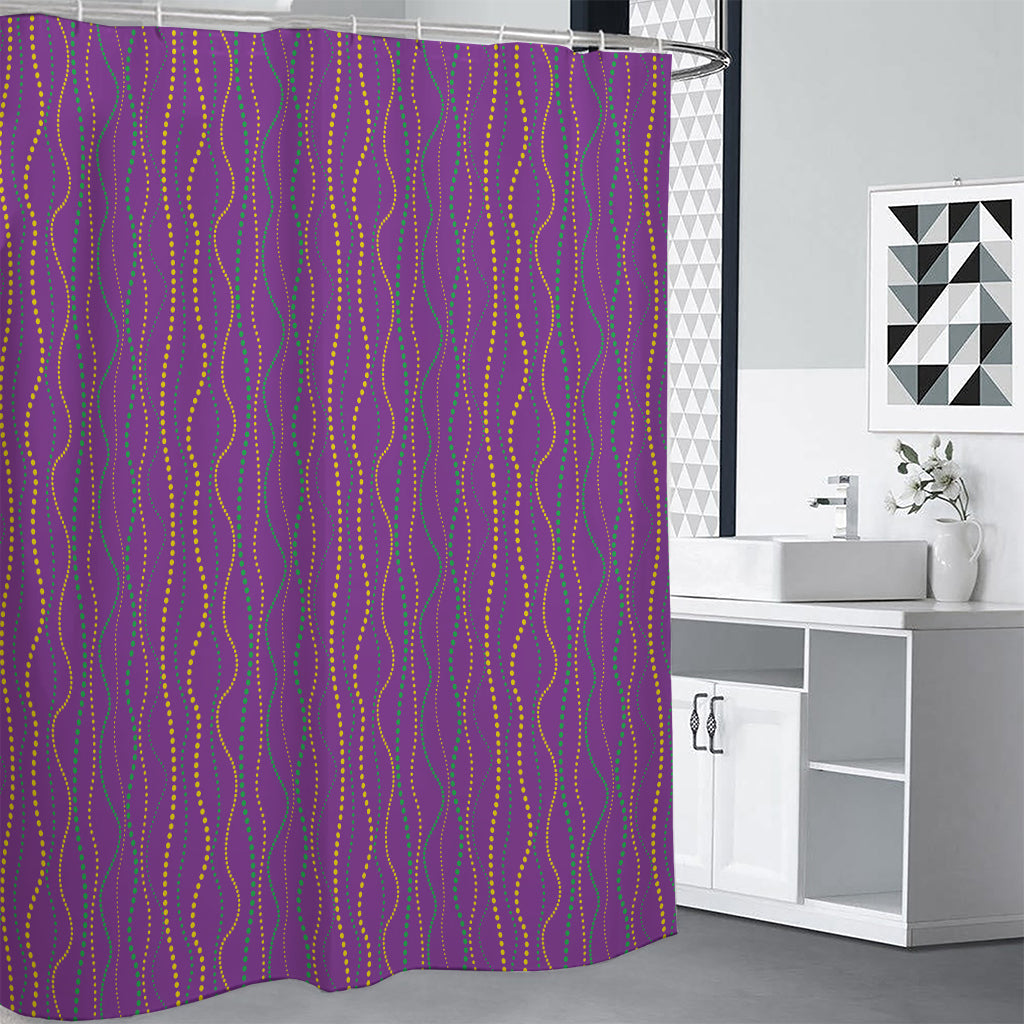 Mardi Gras Dot Pattern Print Premium Shower Curtain