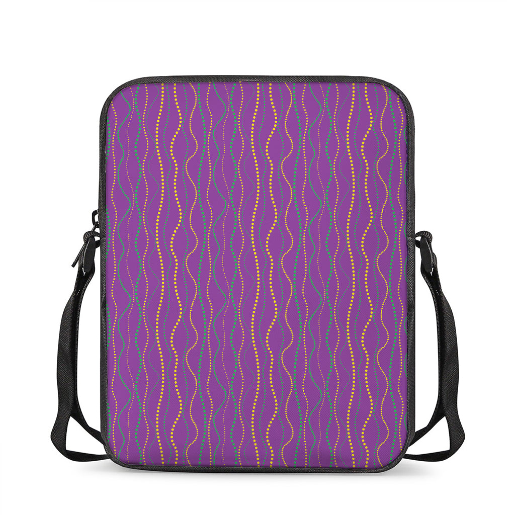 Mardi Gras Dot Pattern Print Rectangular Crossbody Bag