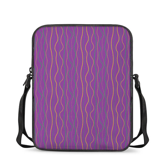 Mardi Gras Dot Pattern Print Rectangular Crossbody Bag