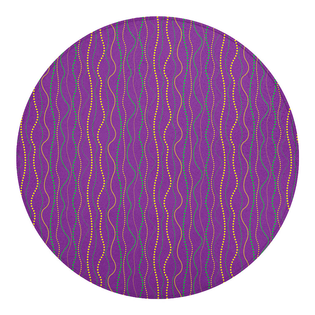 Mardi Gras Dot Pattern Print Round Blanket