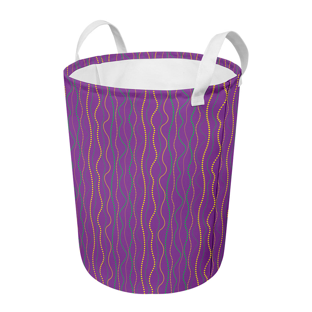 Mardi Gras Dot Pattern Print Round Laundry Basket