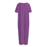 Mardi Gras Dot Pattern Print Short Sleeve Long Nightdress