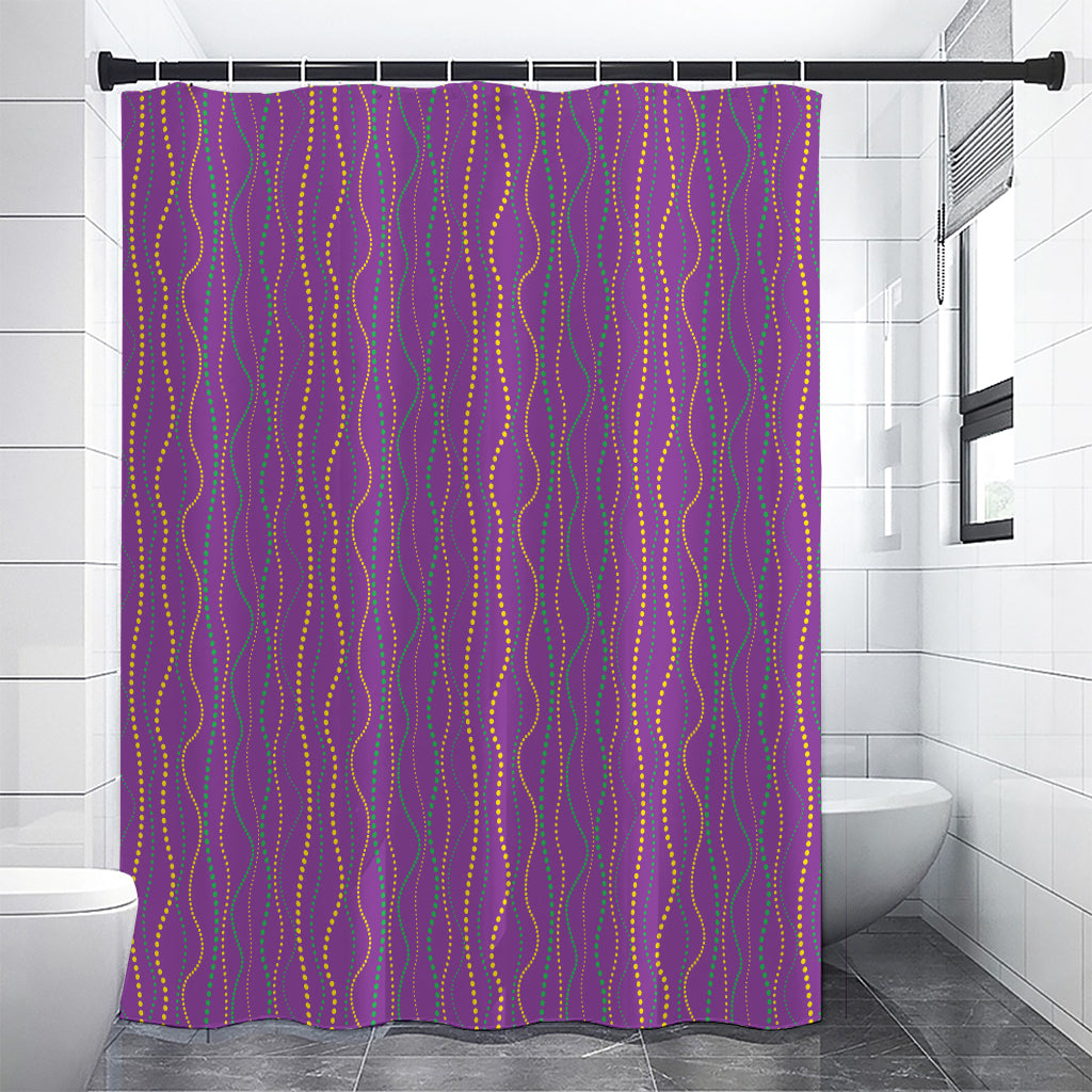 Mardi Gras Dot Pattern Print Shower Curtain