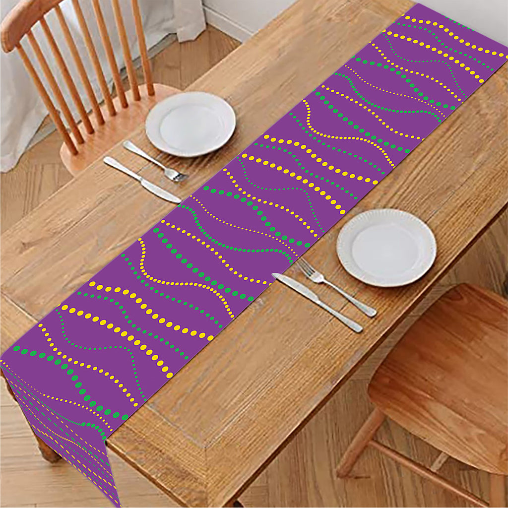 Mardi Gras Dot Pattern Print Table Runner