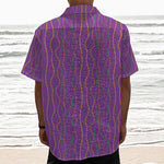Mardi Gras Dot Pattern Print Textured Short Sleeve Shirt
