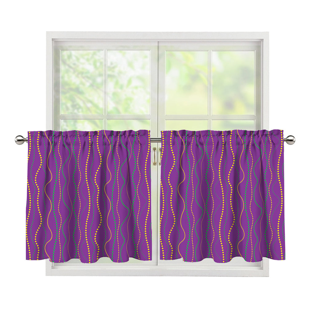 Mardi Gras Dot Pattern Print Tier Curtains