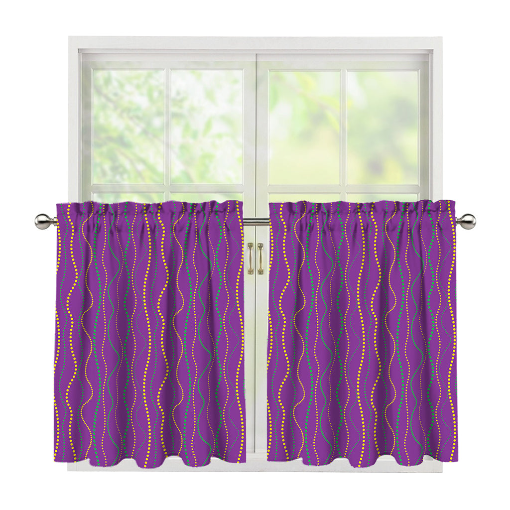 Mardi Gras Dot Pattern Print Tier Curtains