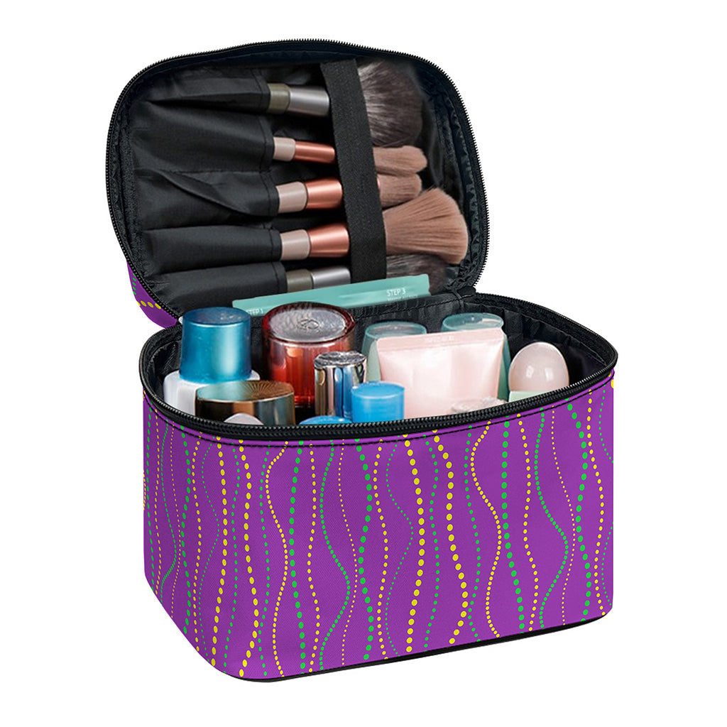 Mardi Gras Dot Pattern Print Travel Makeup Bag