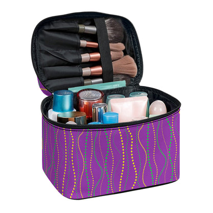 Mardi Gras Dot Pattern Print Travel Makeup Bag