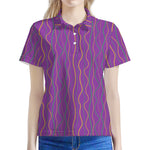 Mardi Gras Dot Pattern Print Women's Polo Shirt