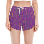 Mardi Gras Dot Pattern Print Women's Split Running Shorts