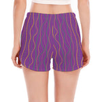 Mardi Gras Dot Pattern Print Women's Split Running Shorts