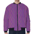 Mardi Gras Dot Pattern Print Zip Sleeve Bomber Jacket
