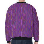Mardi Gras Dot Pattern Print Zip Sleeve Bomber Jacket