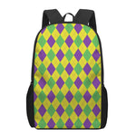 Mardi Gras Fat Tuesday Argyle Print 17 Inch Backpack