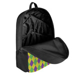 Mardi Gras Fat Tuesday Argyle Print 17 Inch Backpack
