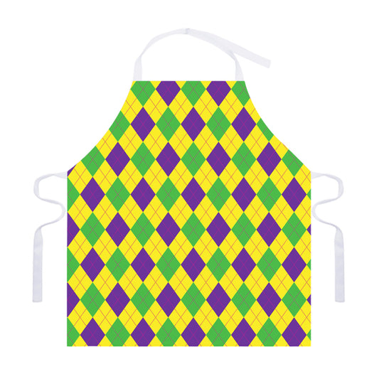 Mardi Gras Fat Tuesday Argyle Print Adjustable Apron
