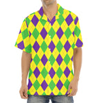 Mardi Gras Fat Tuesday Argyle Print Aloha Shirt