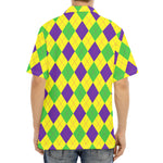 Mardi Gras Fat Tuesday Argyle Print Aloha Shirt