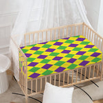 Mardi Gras Fat Tuesday Argyle Print Baby Crib Sheet