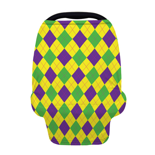 Mardi Gras Fat Tuesday Argyle Print Baby Seat Cover
