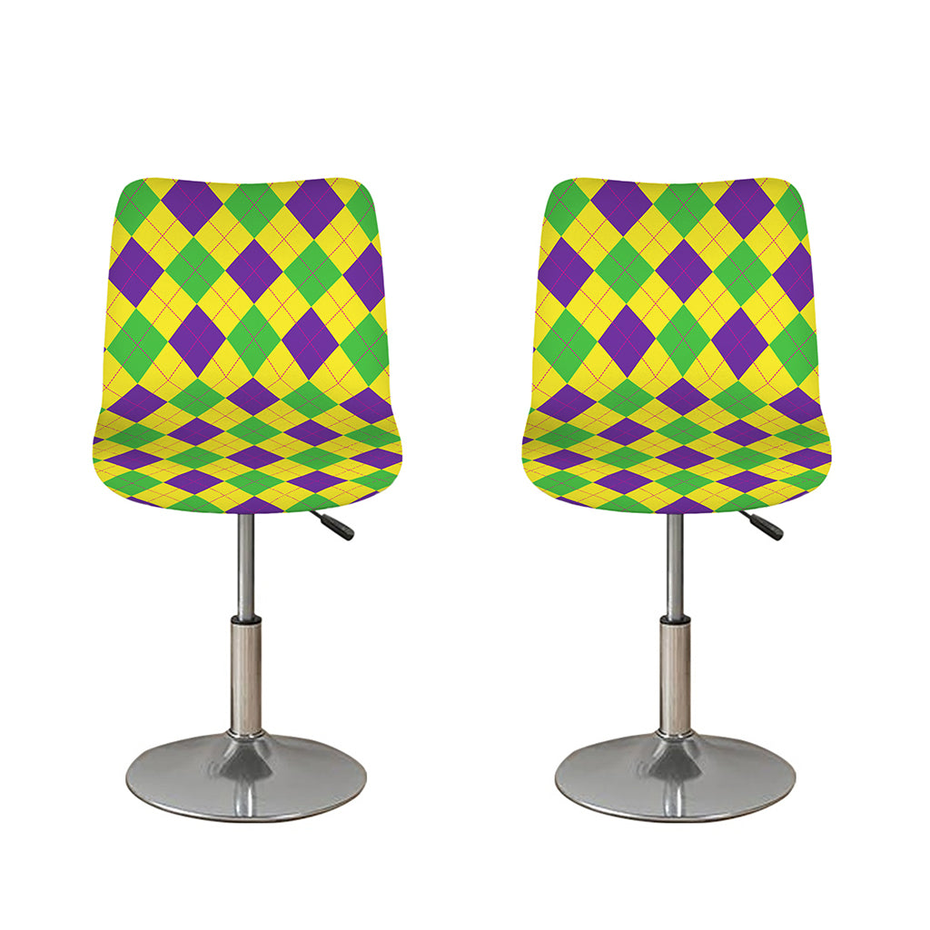 Mardi Gras Fat Tuesday Argyle Print Bar Stool Covers