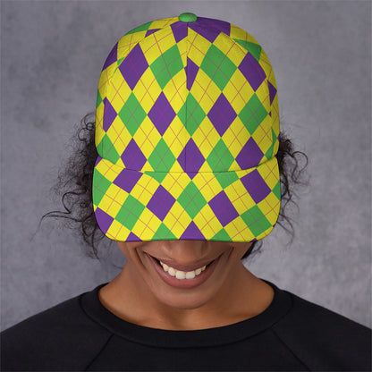 Mardi Gras Fat Tuesday Argyle Print Baseball Cap