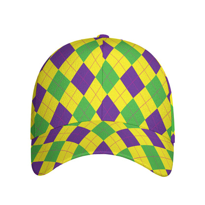 Mardi Gras Fat Tuesday Argyle Print Baseball Cap