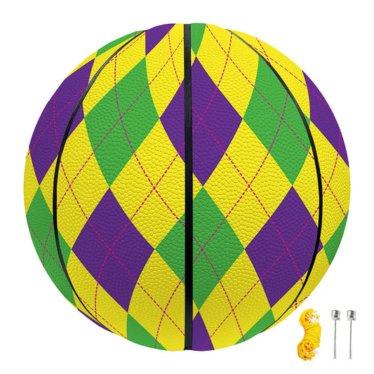 Mardi Gras Fat Tuesday Argyle Print Basketball