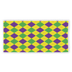 Mardi Gras Fat Tuesday Argyle Print Beach Towel