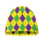 Mardi Gras Fat Tuesday Argyle Print Beanie