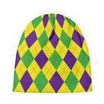 Mardi Gras Fat Tuesday Argyle Print Beanie