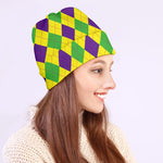 Mardi Gras Fat Tuesday Argyle Print Beanie