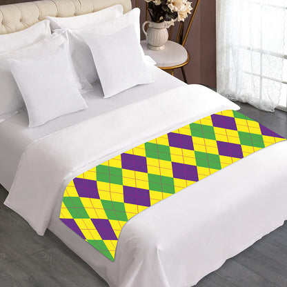 Mardi Gras Fat Tuesday Argyle Print Bed Runner