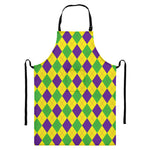 Mardi Gras Fat Tuesday Argyle Print Bib Apron With Pocket