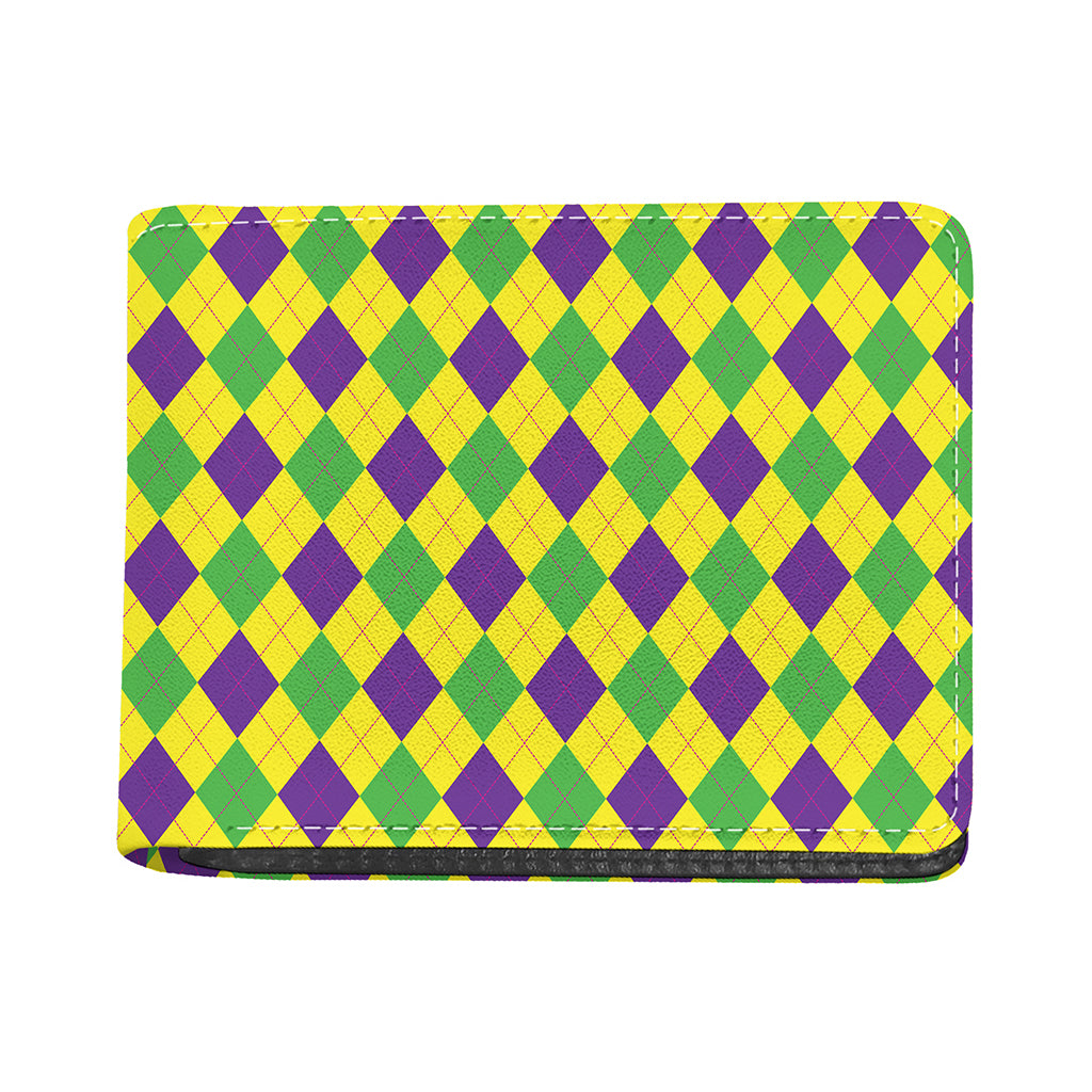 Mardi Gras Fat Tuesday Argyle Print Bifold Wallet