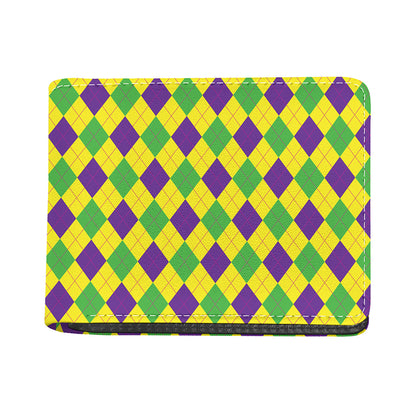 Mardi Gras Fat Tuesday Argyle Print Bifold Wallet