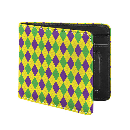 Mardi Gras Fat Tuesday Argyle Print Bifold Wallet